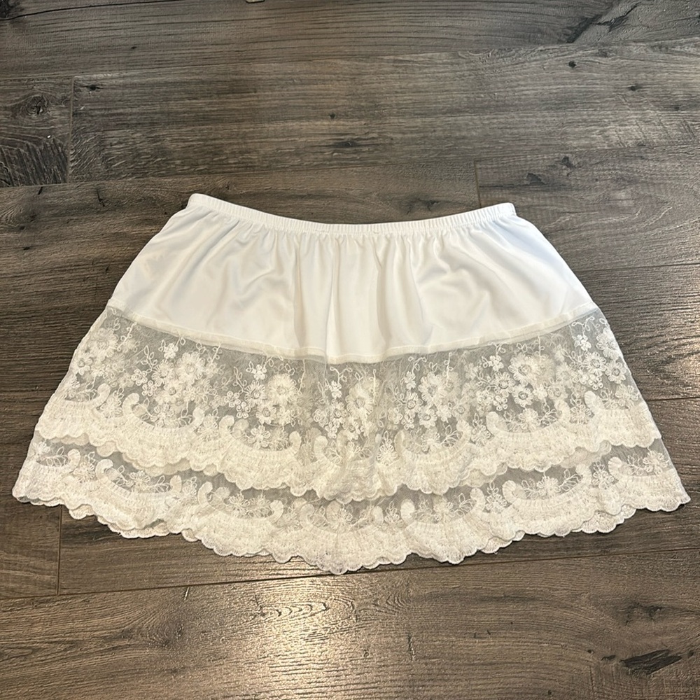 White lace slip skirt